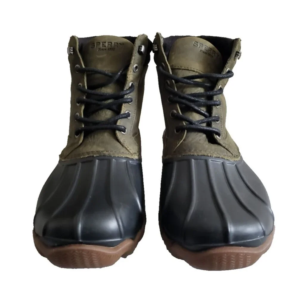 Sperry Top-Sider Brewster Waterproof Duck Boots STS15804 Olive & Black Mens Sz 9